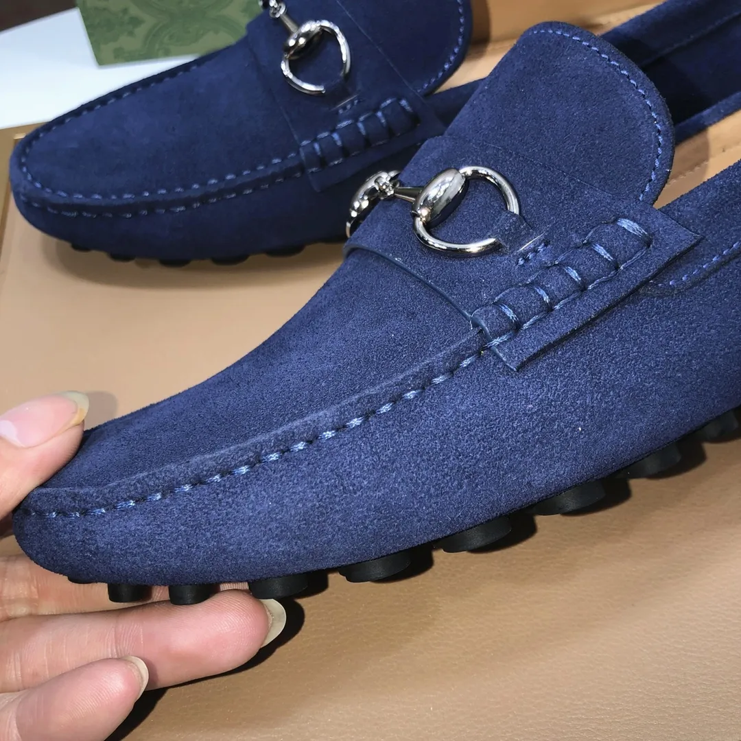 Men's Men's Shoes💰420💰[Gucci GUCCI] (High-end Niuli) New 🍀Gucci*-Gucci Peas Shoes! Made of imported original cowhide, the inner top layer is comfortable cowhide lining! Original wear-resistant rubber outsole! High quality products! Code number 38-44!